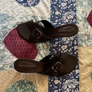 🤎Antonio Melanie vintage dark brown slides🤎